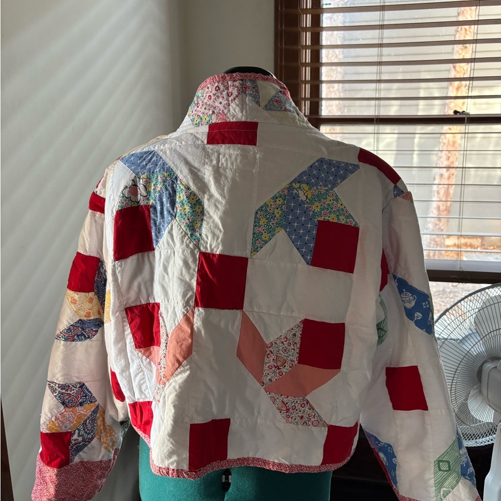 Patchwork Quilted Jacket - Red and White - image 2